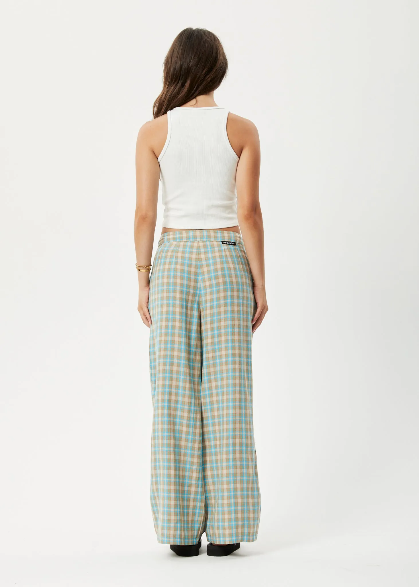 AFENDS Womens Millie Sienna - Wide Leg Pants - Tan Check sold by Afends product image thumbnail 4