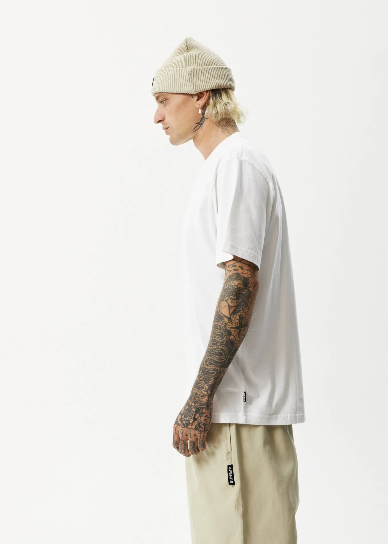 AFENDS Mens Liquid - Retro Logo T-Shirt - White sold by Afends product image thumbnail 4