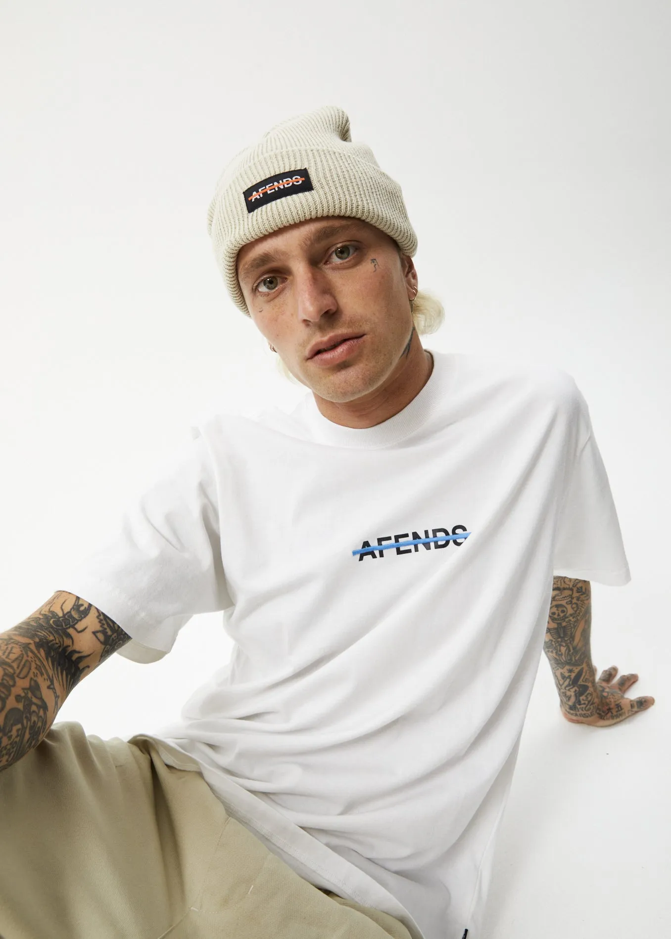 AFENDS Mens Liquid - Retro Logo T-Shirt - White sold by Afends product image thumbnail 2