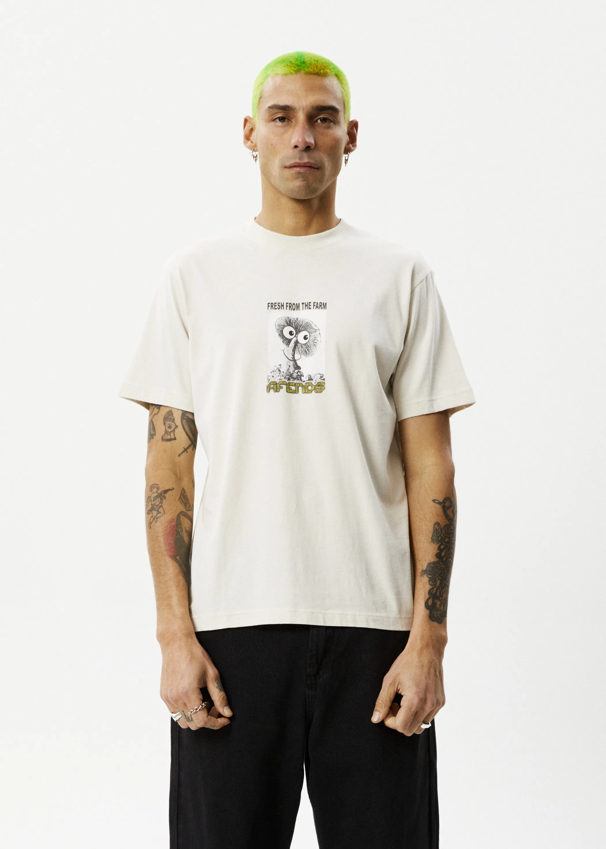AFENDS Mens Farm Fresh - Retro Fit Tee - Moonbeam sold by Afends product image thumbnail 2