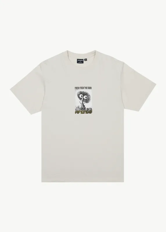 AFENDS Mens Farm Fresh - Retro Fit Tee - Moonbeam sold by Afends