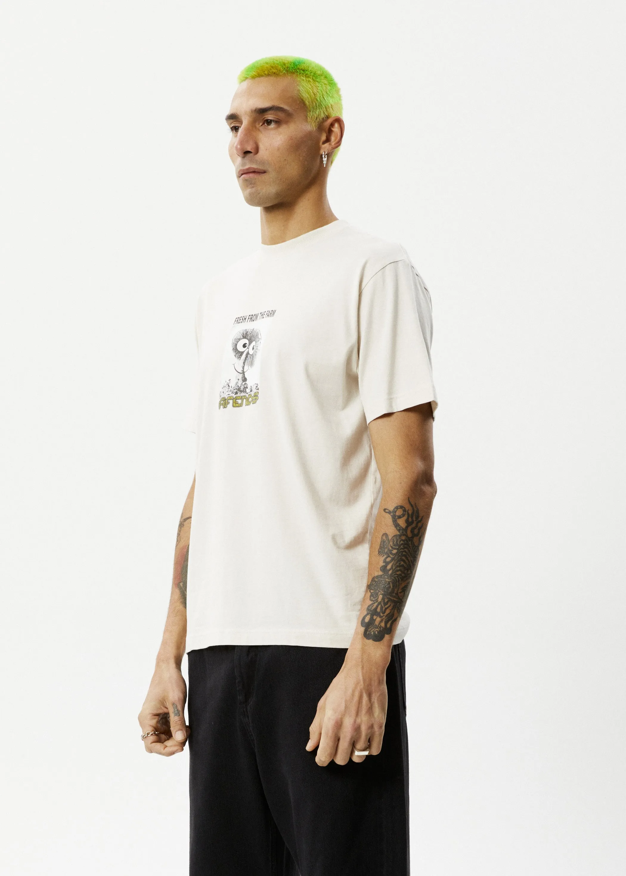 AFENDS Mens Farm Fresh - Retro Fit Tee - Moonbeam sold by Afends product image thumbnail 4