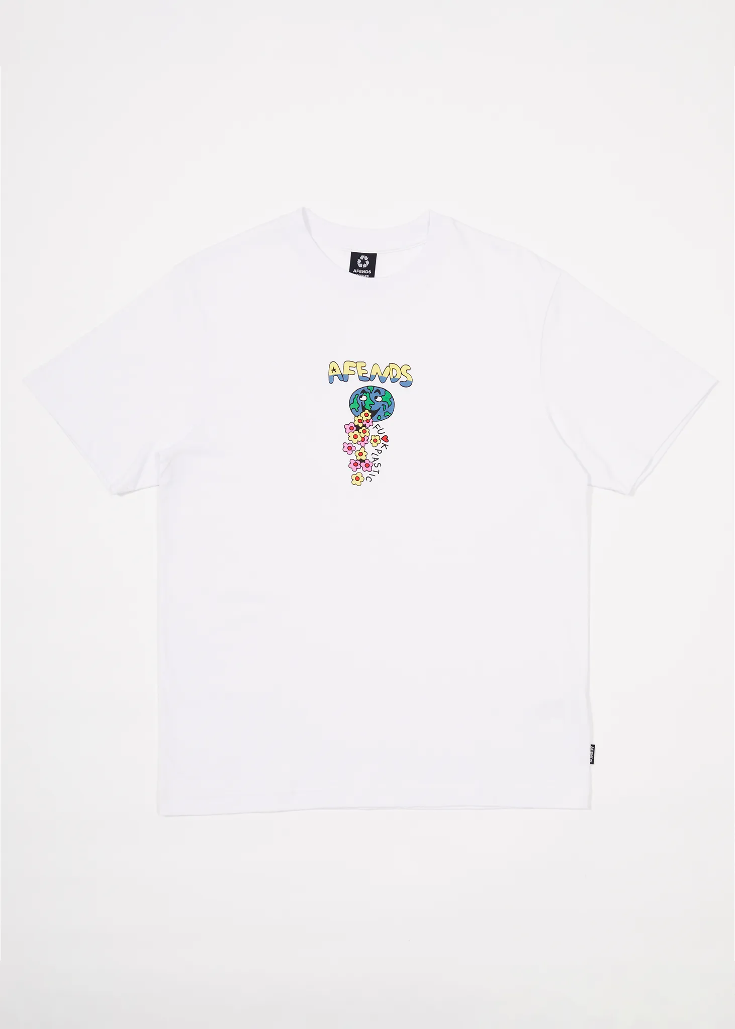 AFENDS Mens F Plastic - Retro Graphic T-Shirt - White sold by Afends