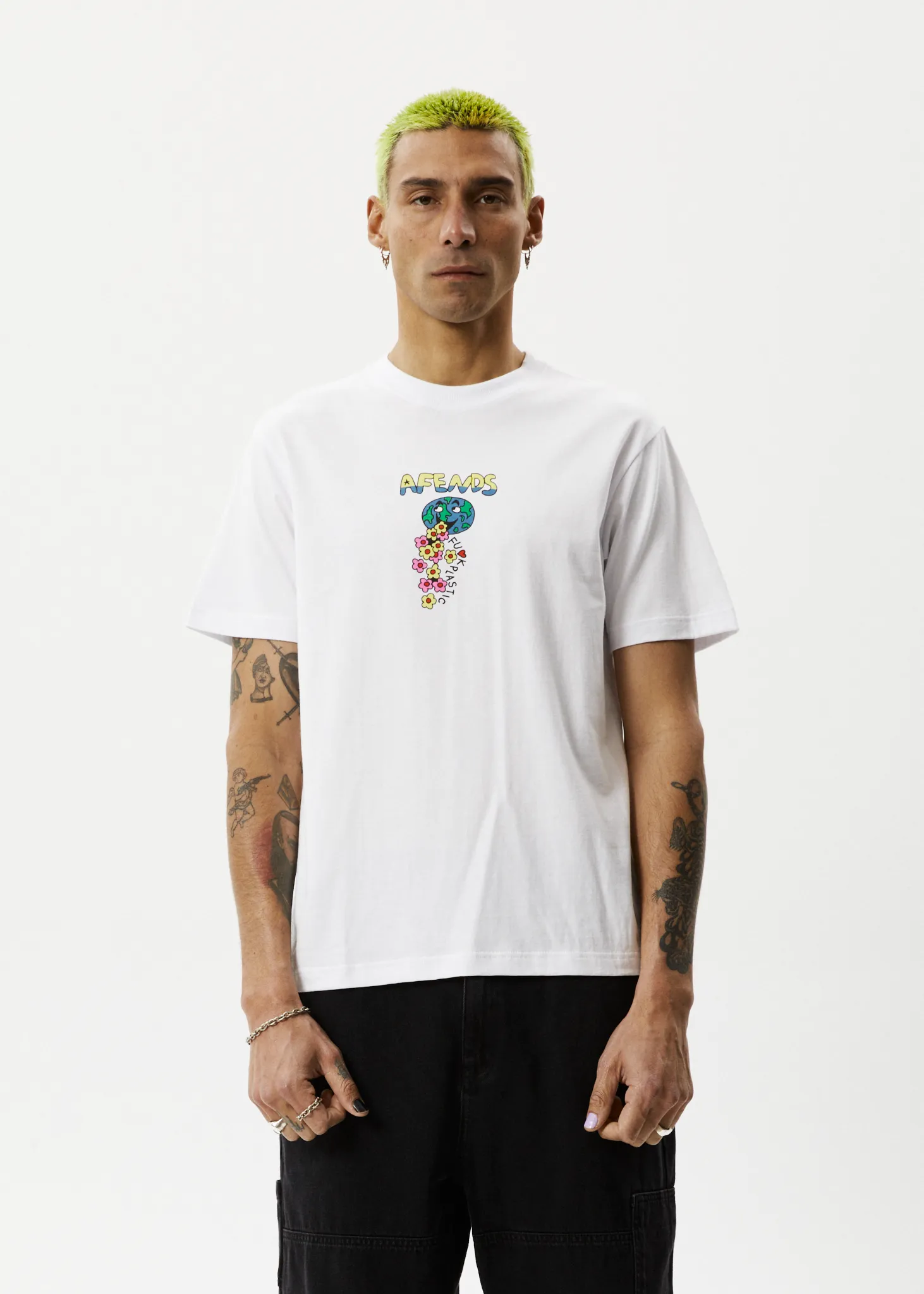 AFENDS Mens F Plastic - Retro Graphic T-Shirt - White sold by Afends product image thumbnail 3
