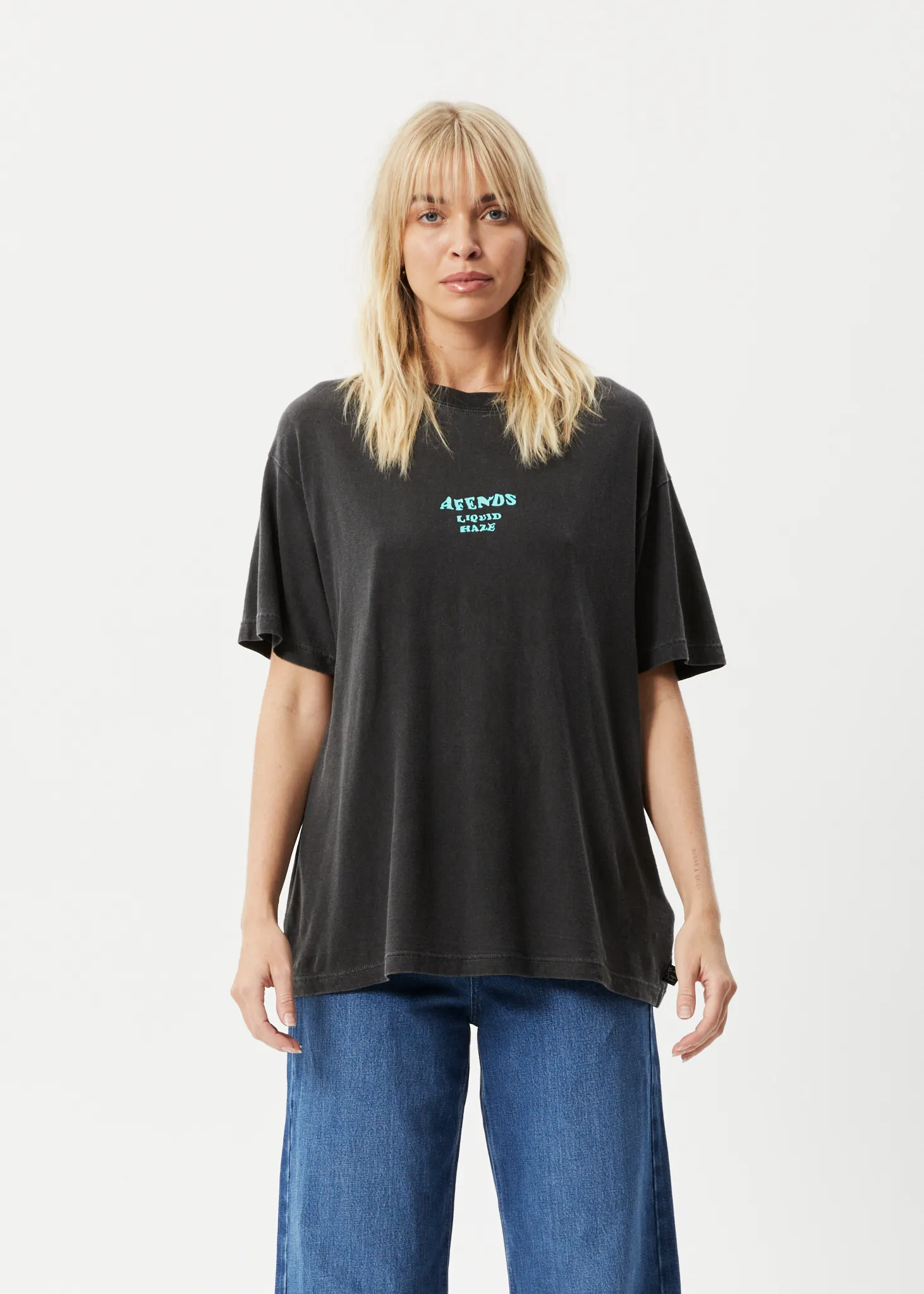 AFENDS Womens Daze Slay - Oversized Graphic T-Shirt - Stone Black sold by Afends
