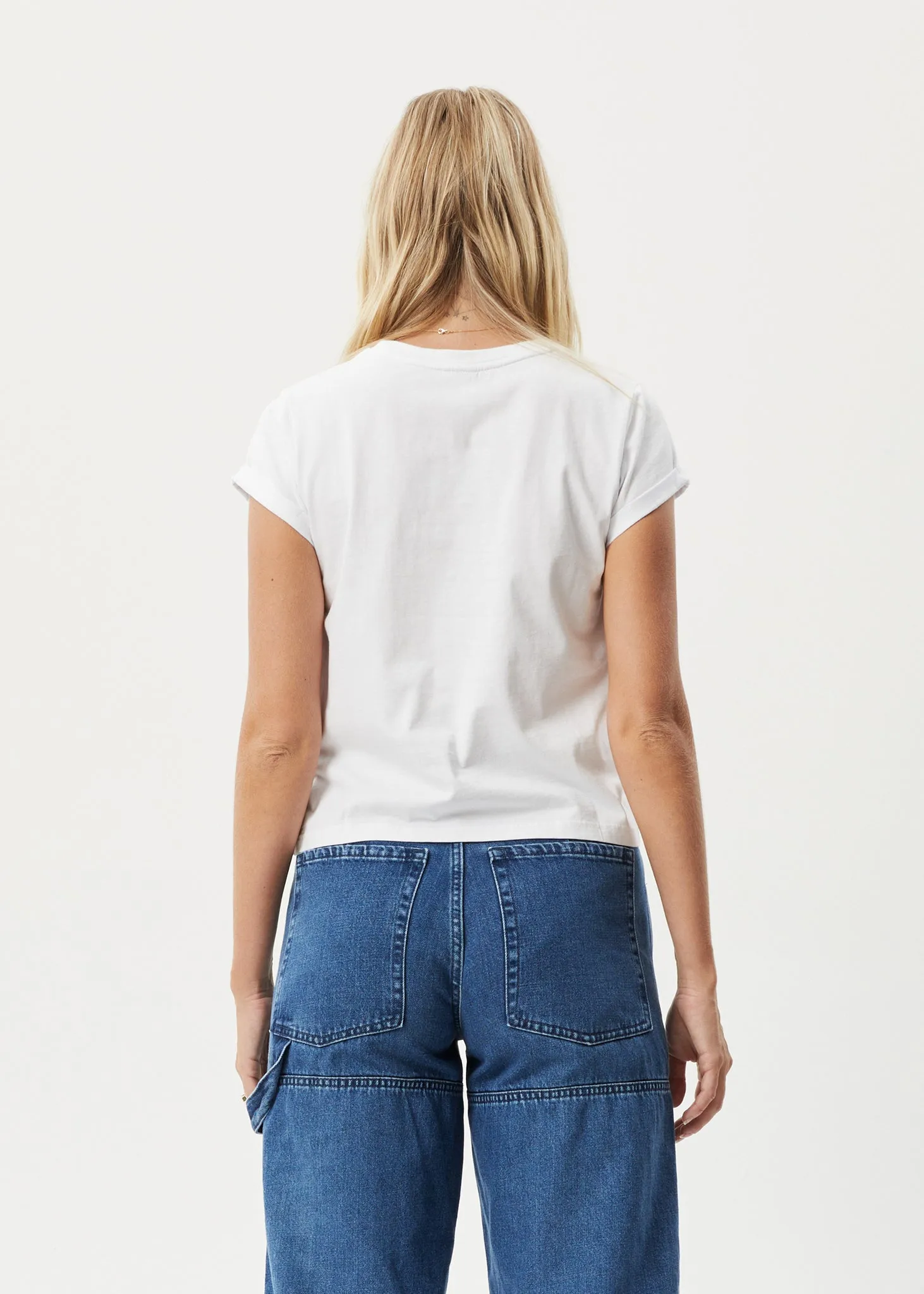 AFENDS Womens Cutback - Roll Cuff T-Shirt - White sold by Afends product image thumbnail 4