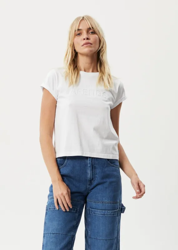 AFENDS Womens Cutback - Roll Cuff T-Shirt - White sold by Afends