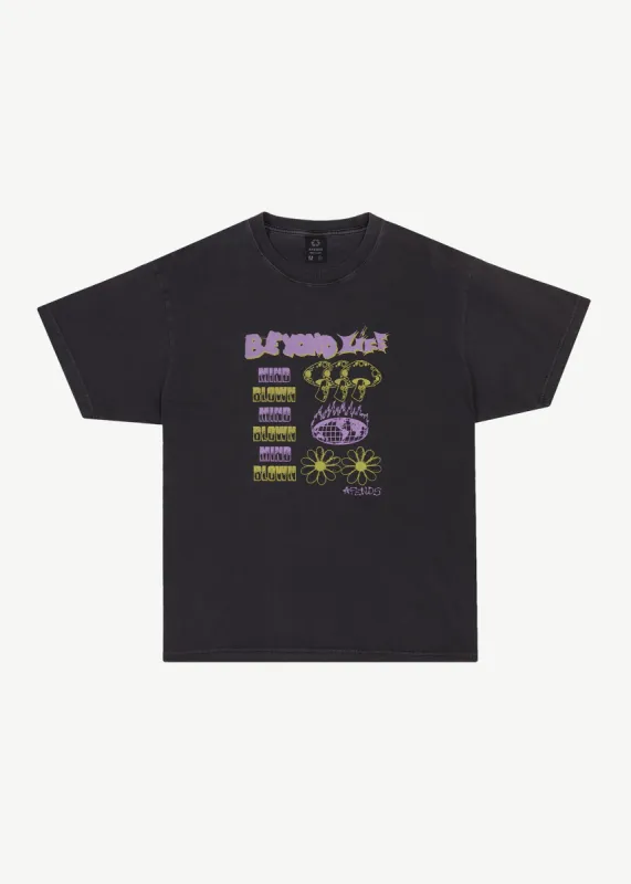 AFENDS Mens Beyond Life - Boxy Graphic T-Shirt - Stone Black sold by Afends