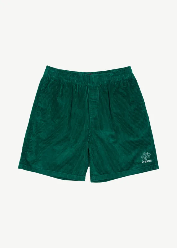 AFENDS Mens Ninety Eights Union - Corduroy Elastic Waist Shorts - Emerald sold by Afends