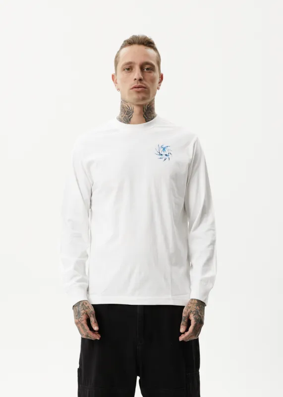 AFENDS Mens Chromed - Long Sleeve Graphic T-Shirt - White sold by Afends