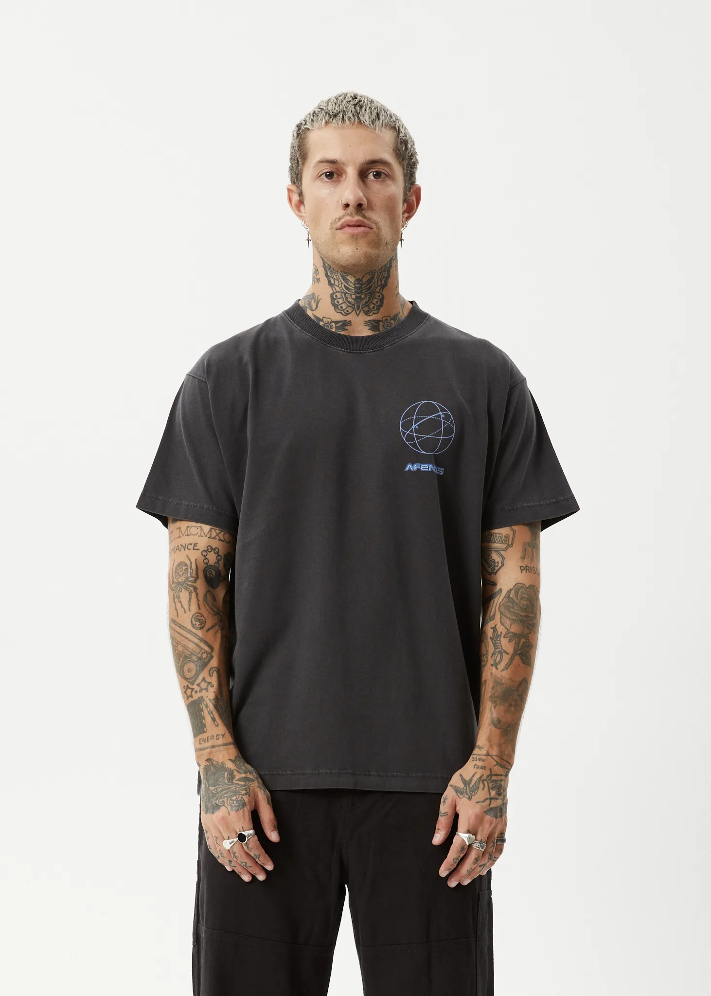 AFENDS Mens Globalisation - Boxy Tee - Stone Black sold by Afends product image thumbnail 3