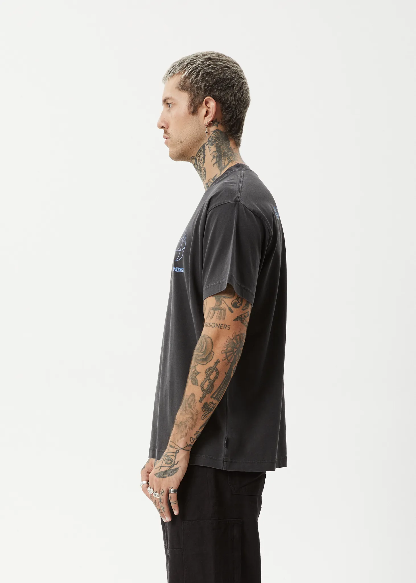 AFENDS Mens Globalisation - Boxy Tee - Stone Black sold by Afends product image thumbnail 5