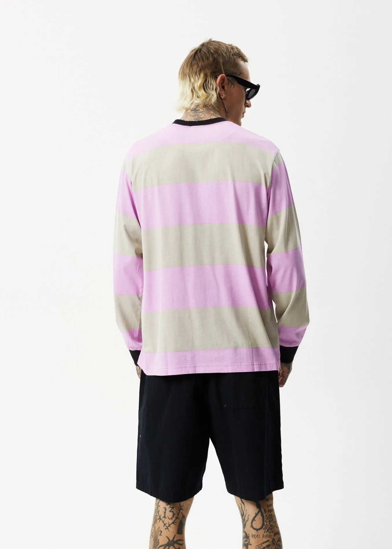 AFENDS Mens Space - Striped Long Sleeve Logo Tee - Candy Stripe sold by Afends product image thumbnail 5