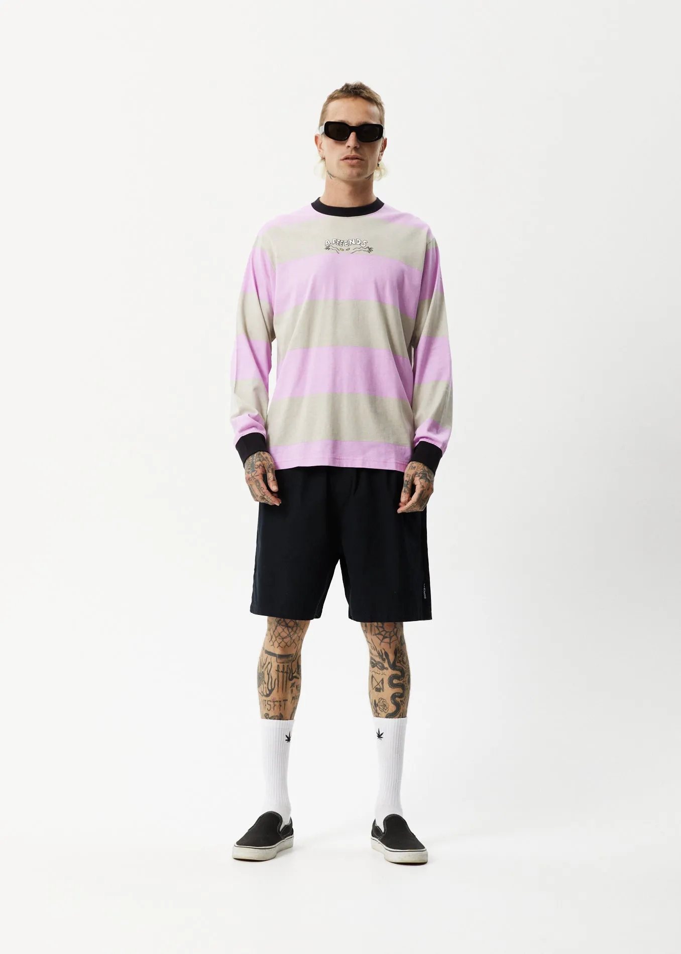 AFENDS Mens Space - Striped Long Sleeve Logo Tee - Candy Stripe sold by Afends product image thumbnail 3