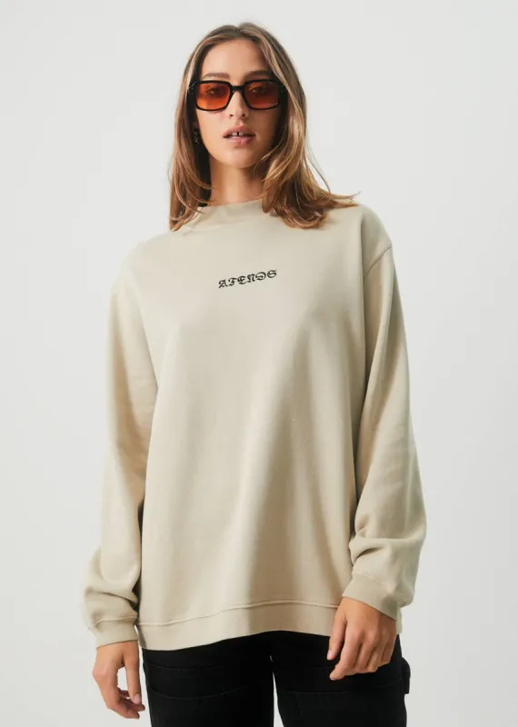 AFENDS Womens Luxury - Crew Neck Jumper - Cement sold by Afends