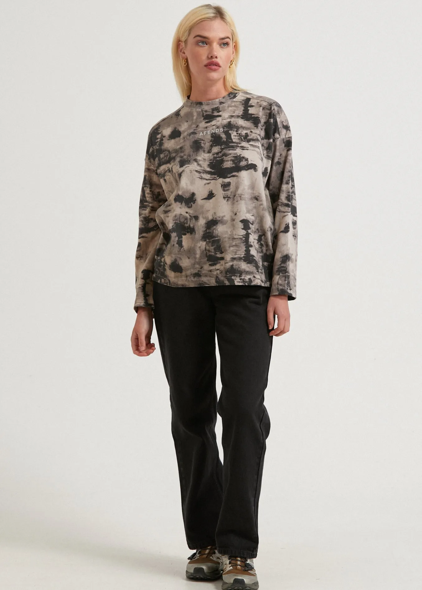 AFENDS Womens Real Time - Weighted Long Sleeve T-Shirt - Bone sold by Afends product image thumbnail 5