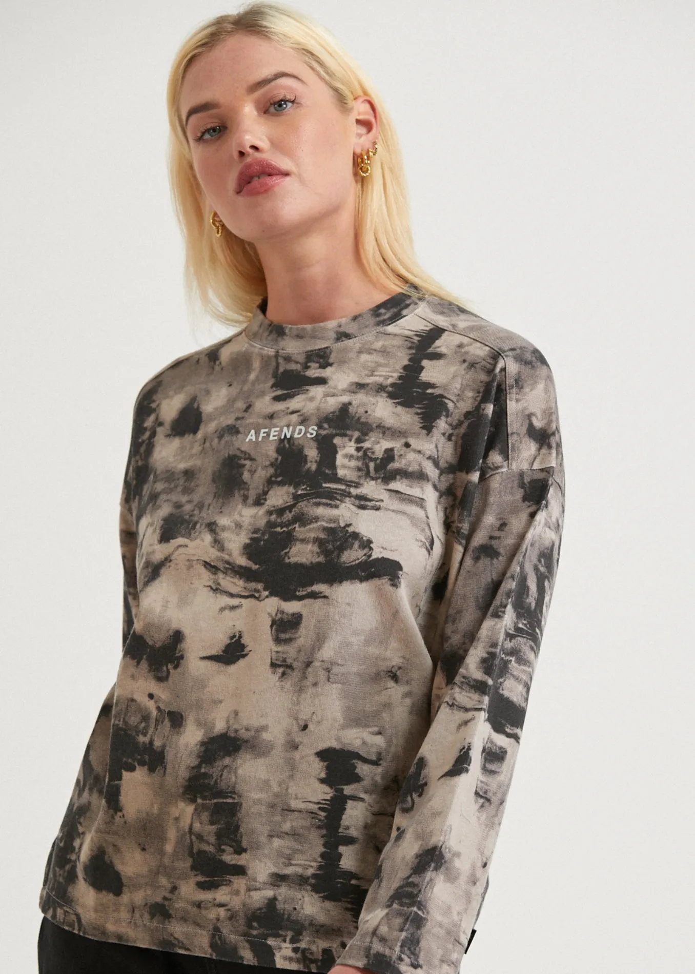 AFENDS Womens Real Time - Weighted Long Sleeve T-Shirt - Bone sold by Afends product image thumbnail 2