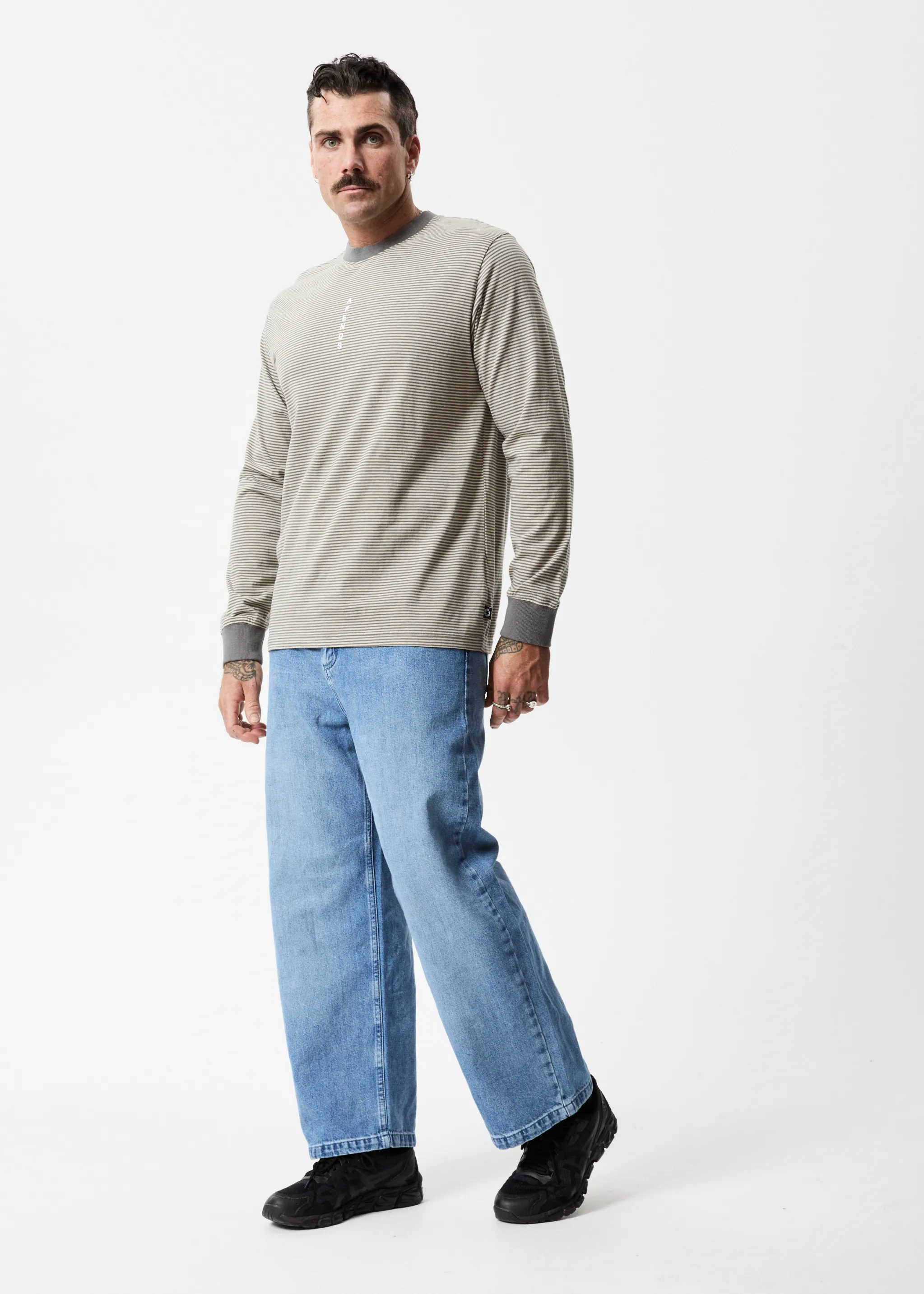 AFENDS Mens High Life - Striped Long Sleeve T-Shirt - Cement sold by Afends product image thumbnail 3