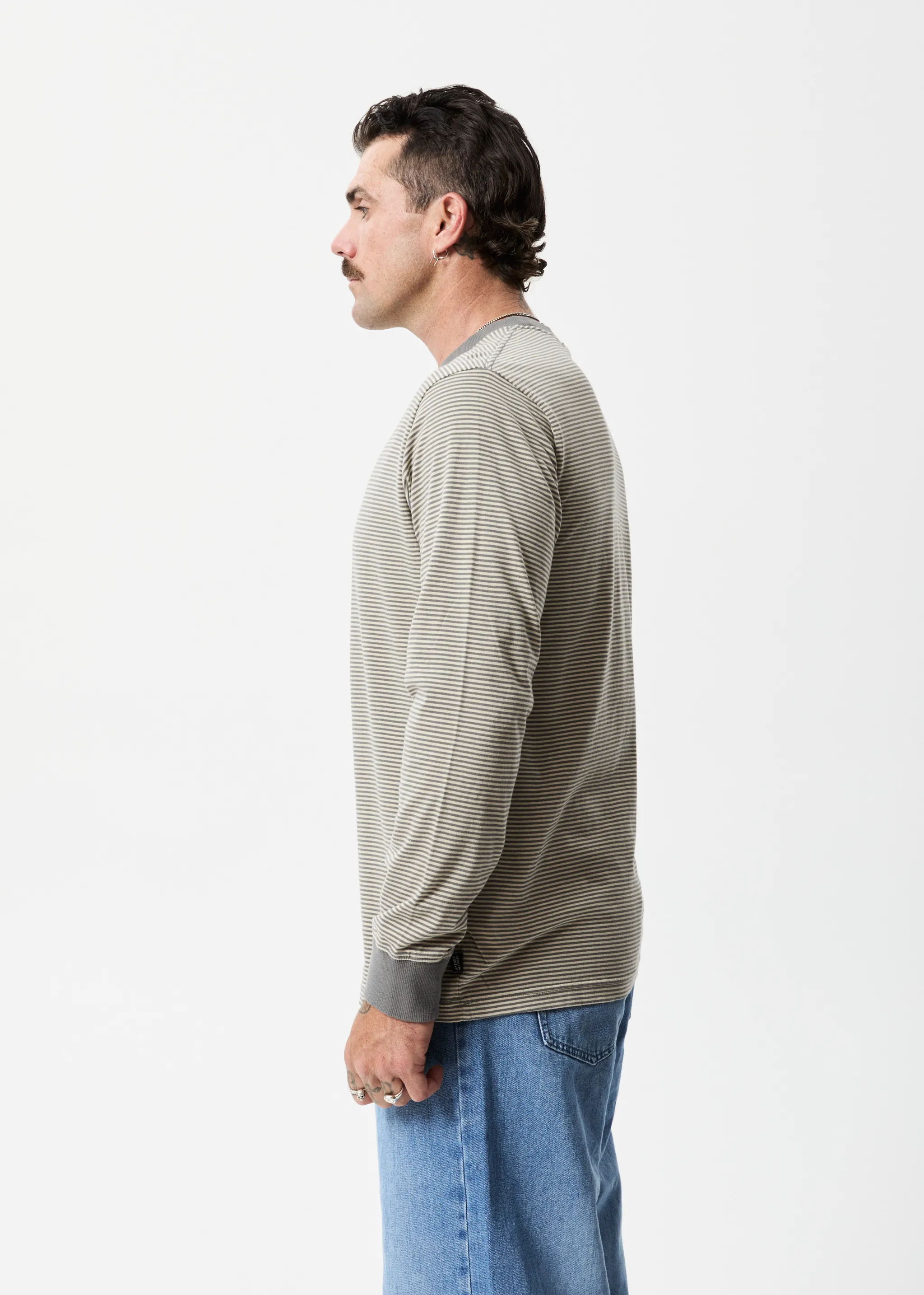 AFENDS Mens High Life - Striped Long Sleeve T-Shirt - Cement sold by Afends product image thumbnail 4
