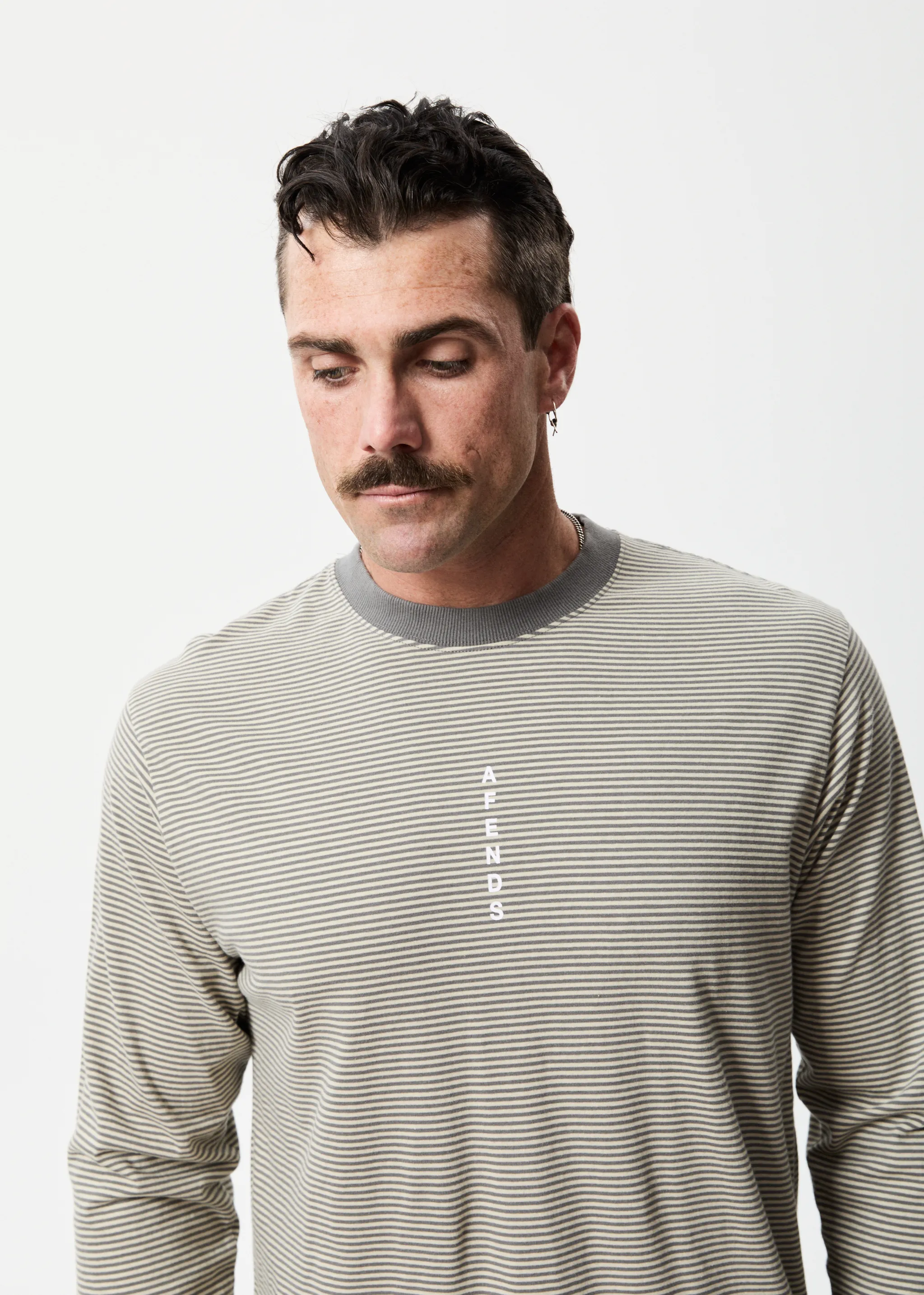 AFENDS Mens High Life - Striped Long Sleeve T-Shirt - Cement sold by Afends product image thumbnail 2
