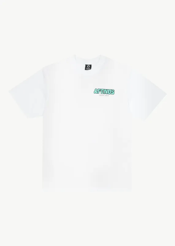 AFENDS Mens World - Retro Graphic Logo T-Shirt - White sold by Afends