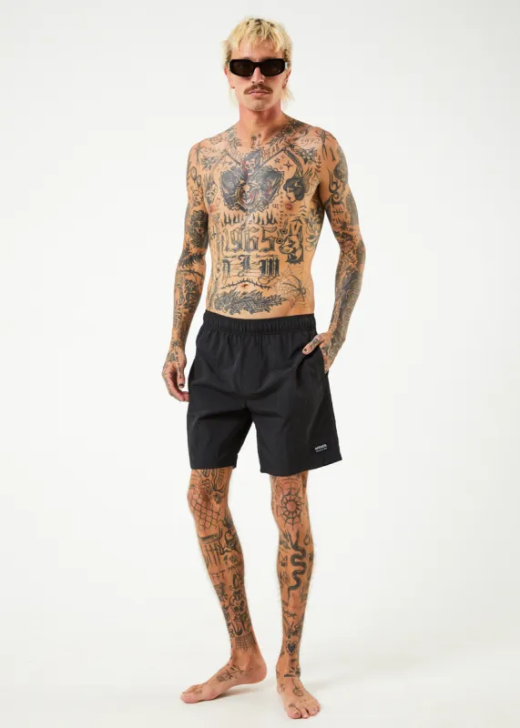 AFENDS Mens Baywatch Vortex - Elastic Waist Shorts - Black sold by Afends