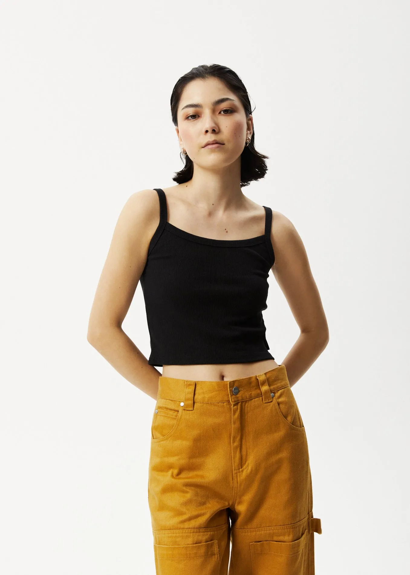 AFENDS Womens Taylor - Rib Singlet - Black sold by Afends