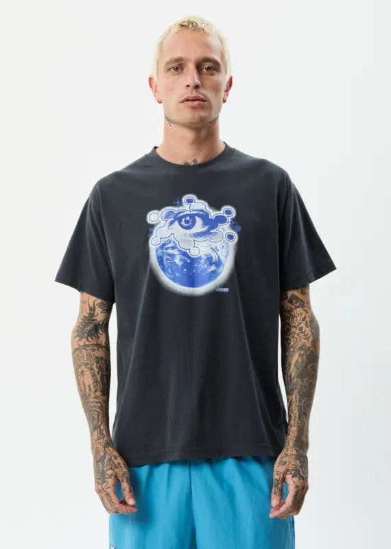 Afends Mens Spiral - Recycled Boxy Graphic T-Shirt - Washed Black sold by Afends