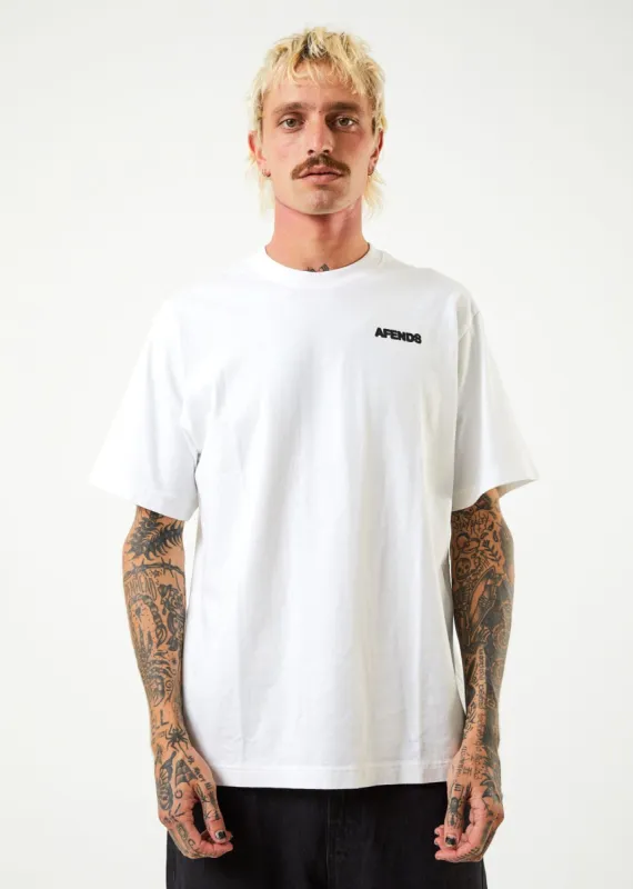 Afends Mens Universal - Recycled Retro Graphic T-Shirt - White sold by Afends