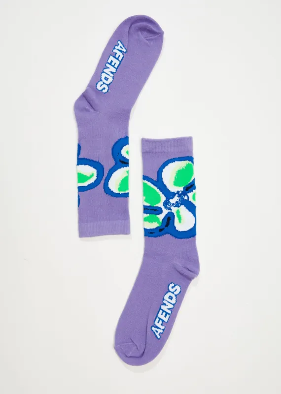 Afends Unisex Feel Free - Hemp Crew Socks - Plum sold by Afends