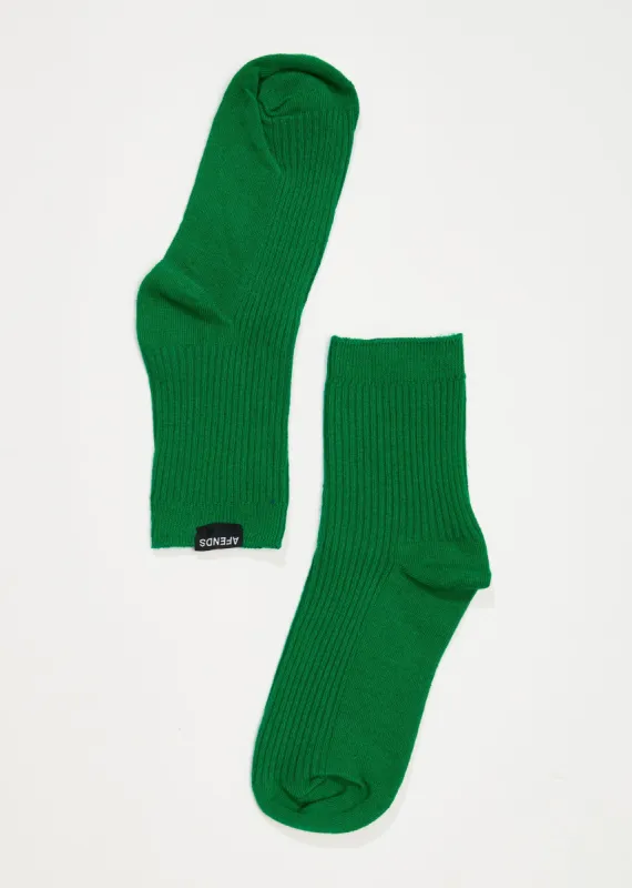 Afends Unisex The Essential - Hemp Ribbed Crew Socks - Forest sold by Afends