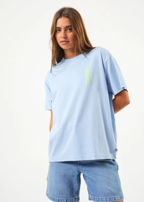 Afends Womens Underworld - Recycled Oversized T-Shirt - Powder Blue sold by Afends