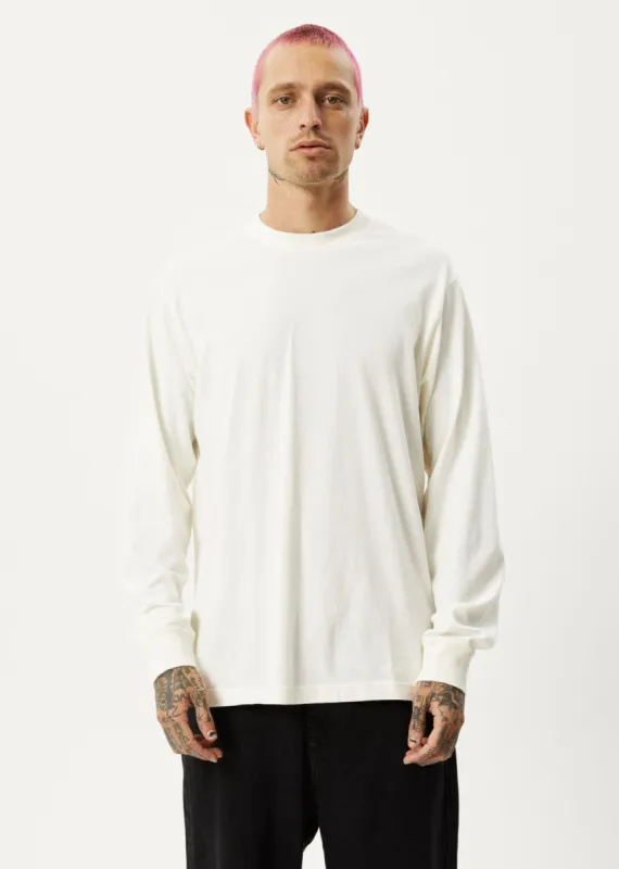 Afends Unisex Vacancy - Unisex Organic Long Sleeve T-Shirt - Off White sold by Afends