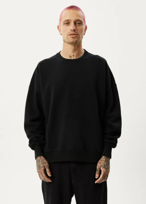 Afends Unisex Vital - Unisex Recycled Crew Neck Jumper - Black sold by Afends