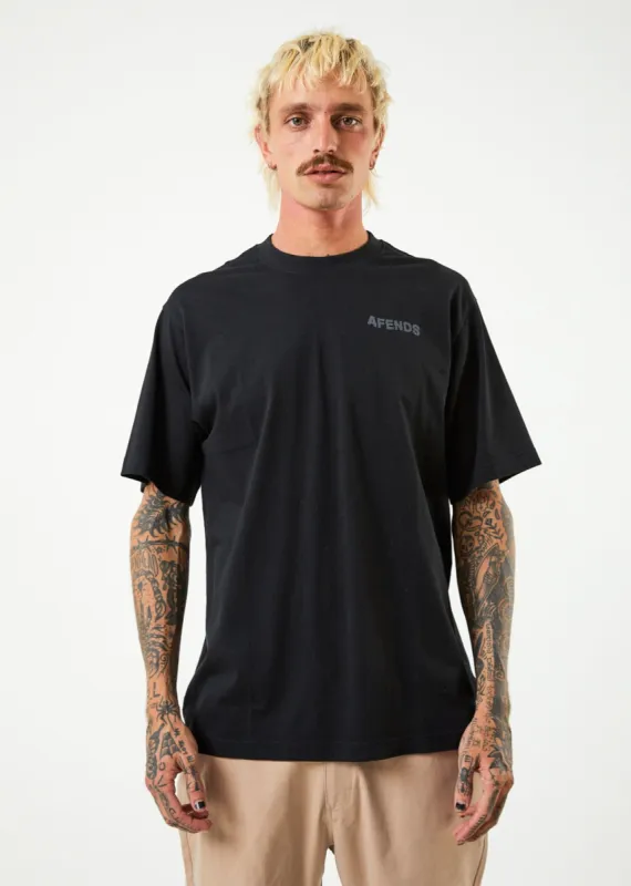Afends Mens Vortex - Recycled Retro T-Shirt - Black sold by Afends