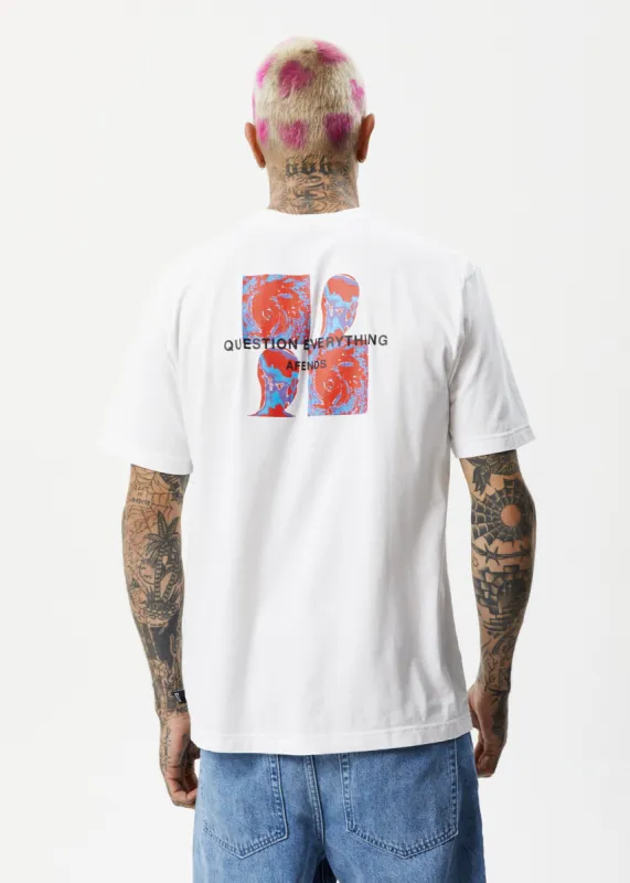 Afends Mens Worldstar - Recycled Retro T-Shirt - White sold by Afends