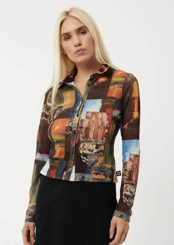 Afends Womens Boulevard - Recycled Sheer Long Sleeve Top - Multi sold by Afends