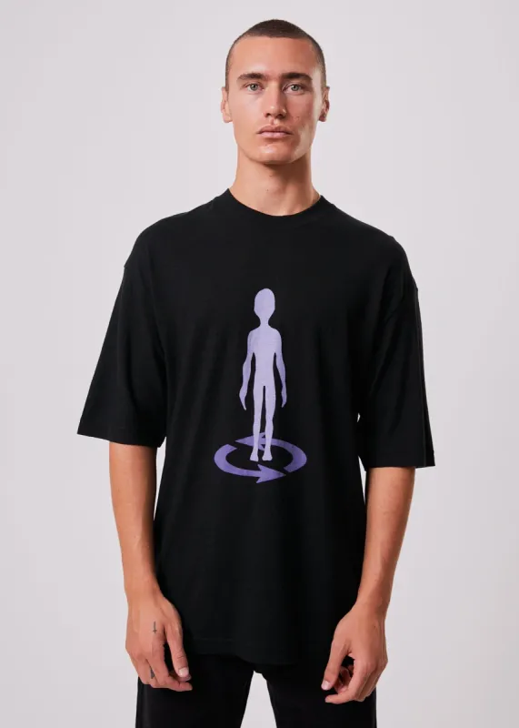 Afends Unisex Spaced - Unisex Hemp Oversized Graphic T-Shirt - Black sold by Afends