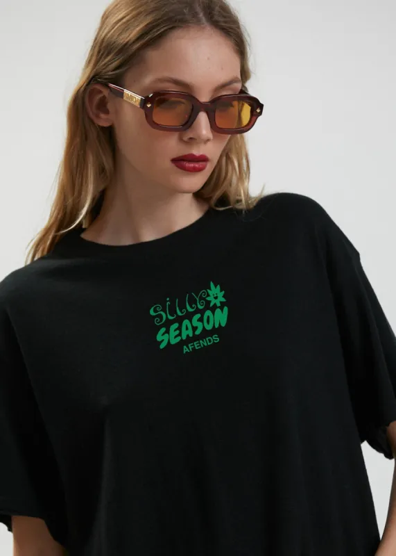 Afends Womens Silly Season - Womens Hemp T-Shirt - Faded Black made by Afends