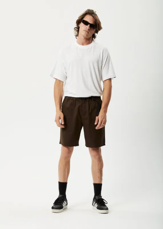 AFENDS Mens Cabal - Elastic Waist Shorts - Coffee sold by Afends
