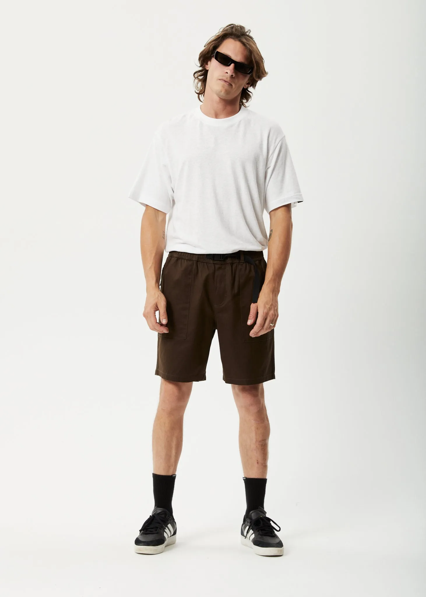 AFENDS Mens Cabal - Elastic Waist Shorts - Coffee sold by Afends