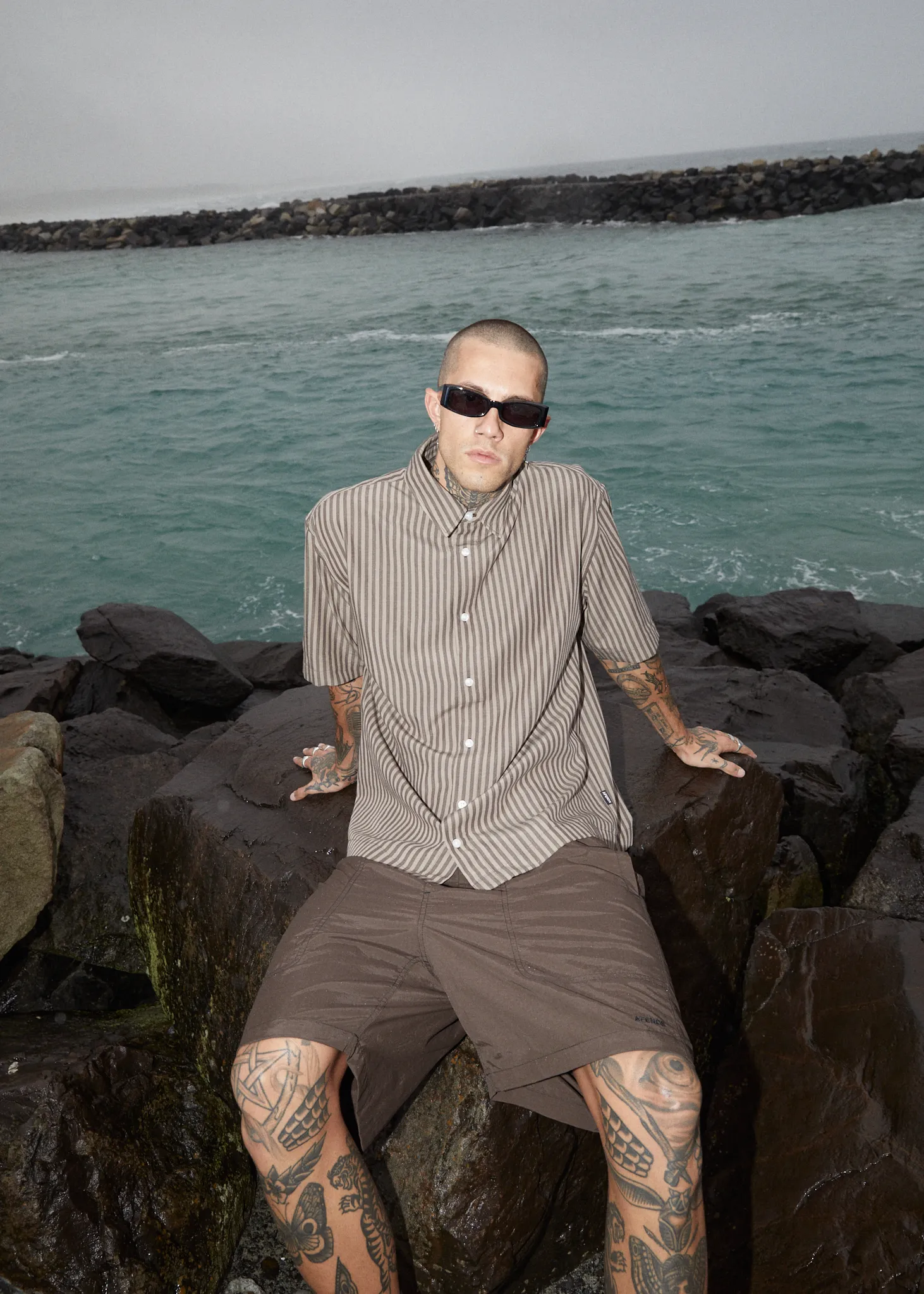 AFENDS Mens Space - Short Sleeve Shirt - Coffee Stripe sold by Afends product image thumbnail 3