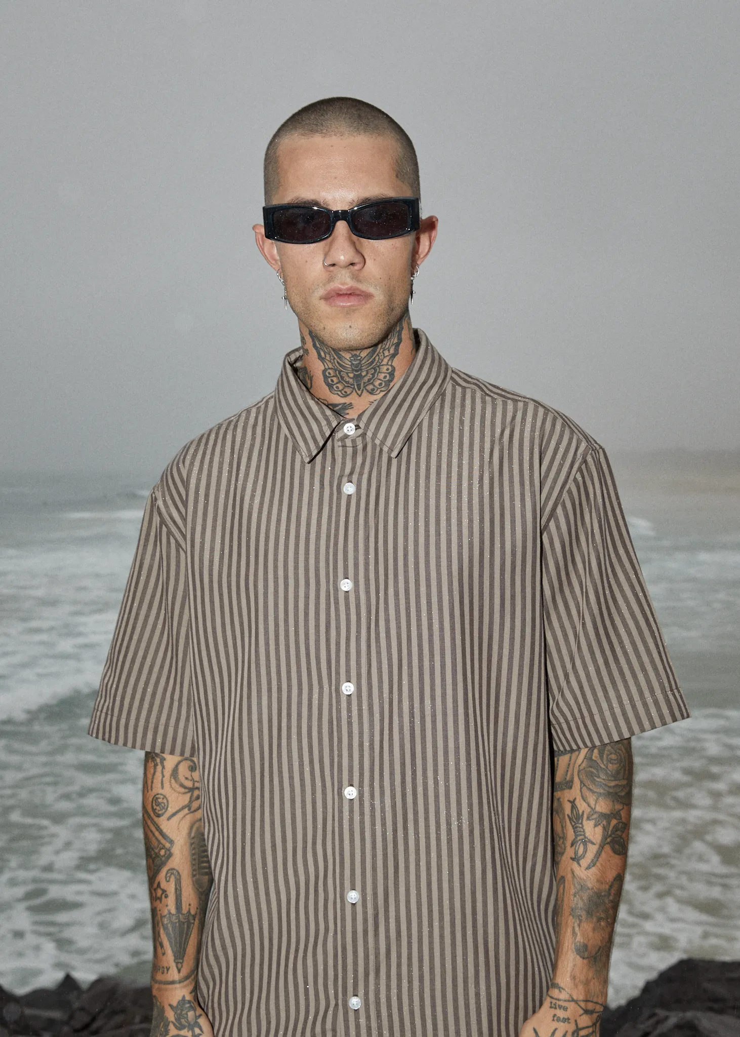 AFENDS Mens Space - Short Sleeve Shirt - Coffee Stripe sold by Afends product image thumbnail 2