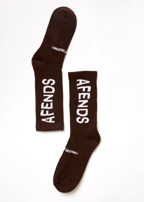 AFENDS Unisex Spaced Out - Crew Socks - Coffee sold by Afends