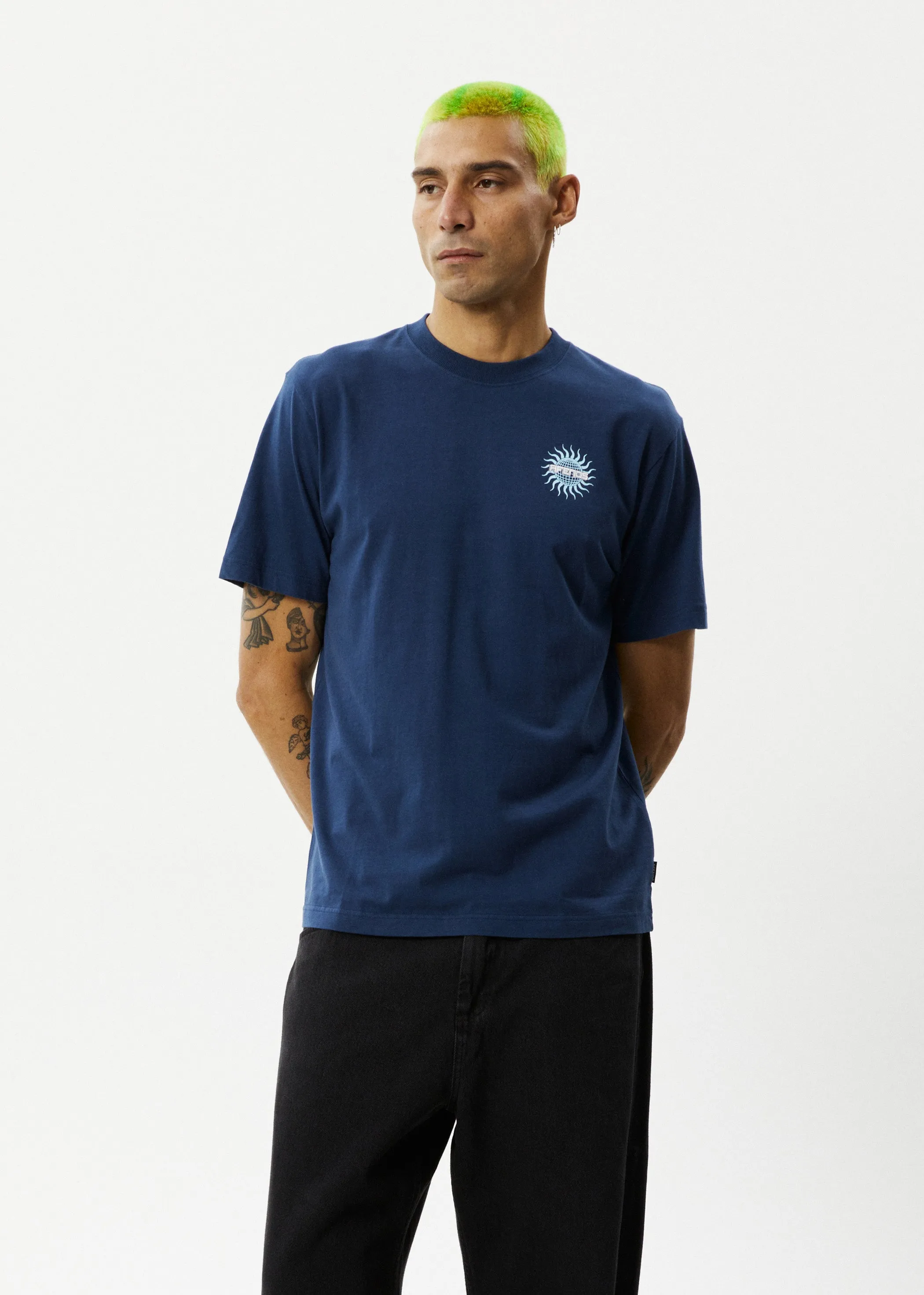AFENDS Mens Solar Flare - Retro Fit Tee - Navy sold by Afends product image thumbnail 4