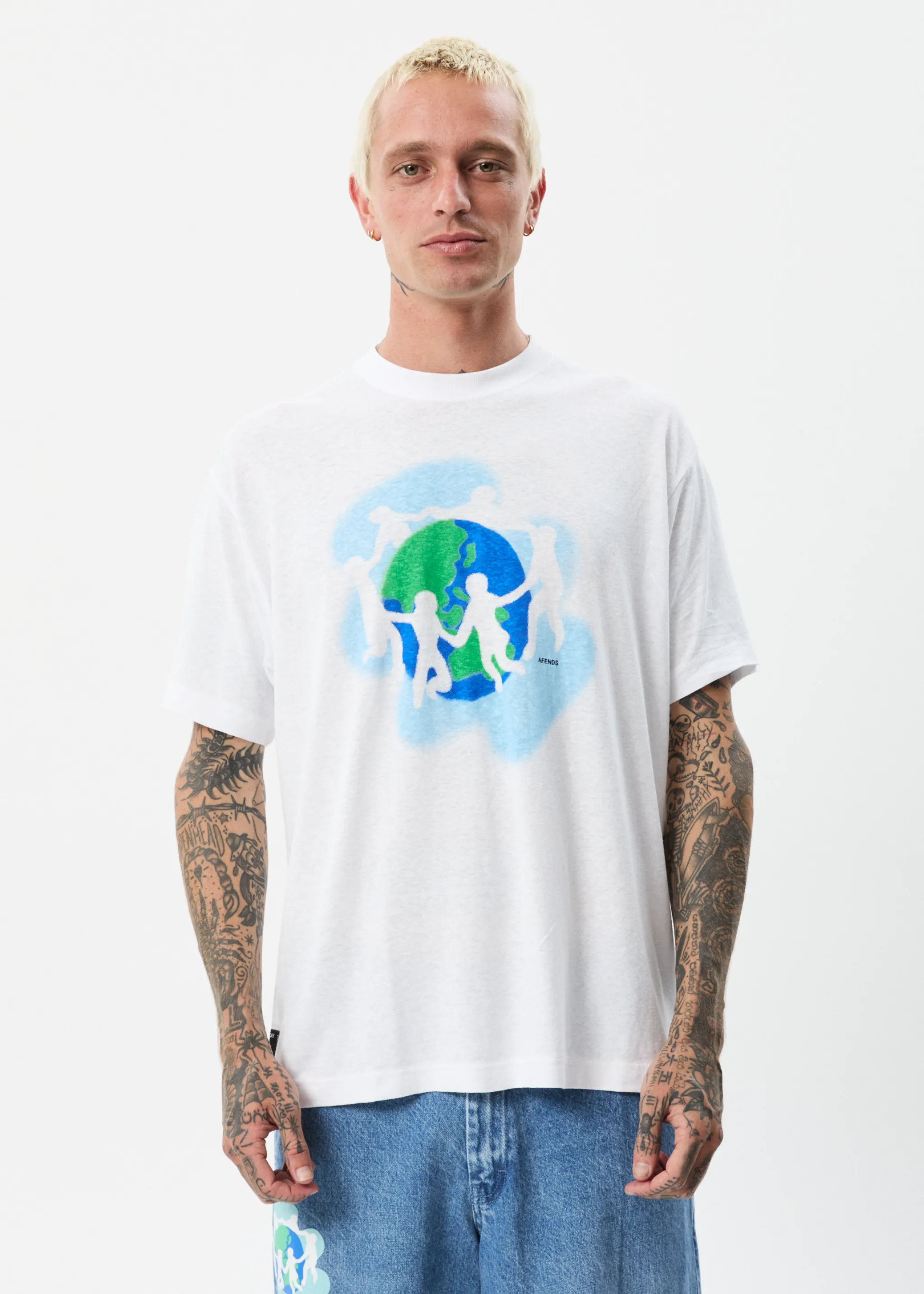 AFENDS Mens Cosmic - Boxy Graphic T-Shirt - White sold by Afends