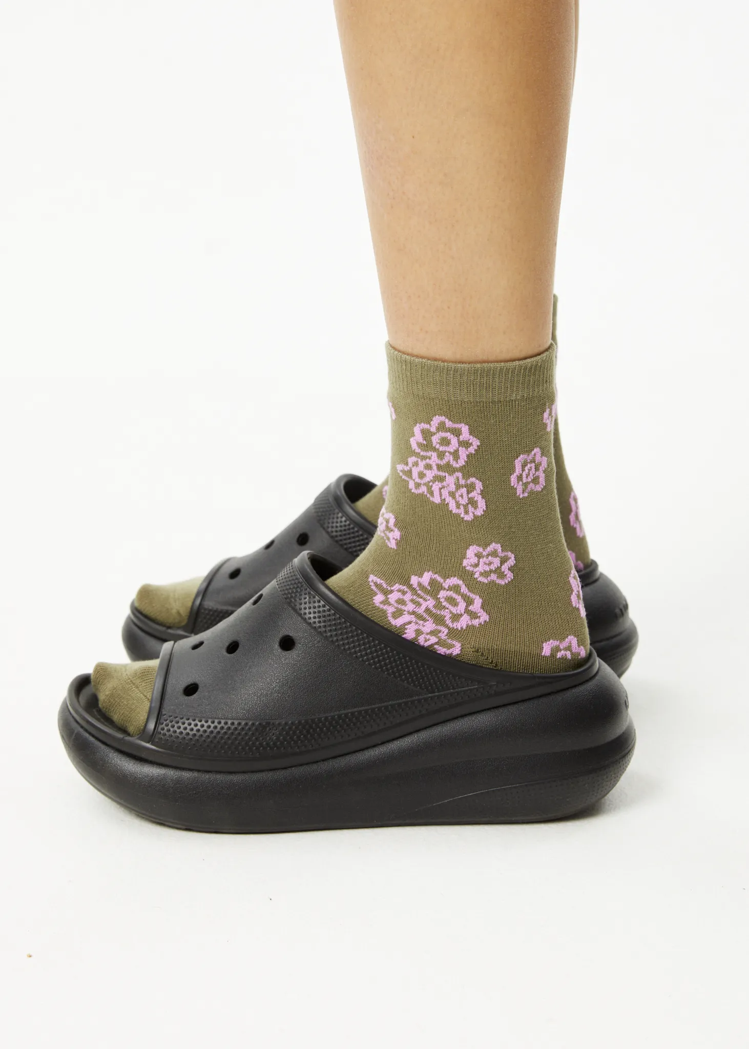 AFENDS Unisex Clara - Crew Socks - Olive sold by Afends product image thumbnail 2