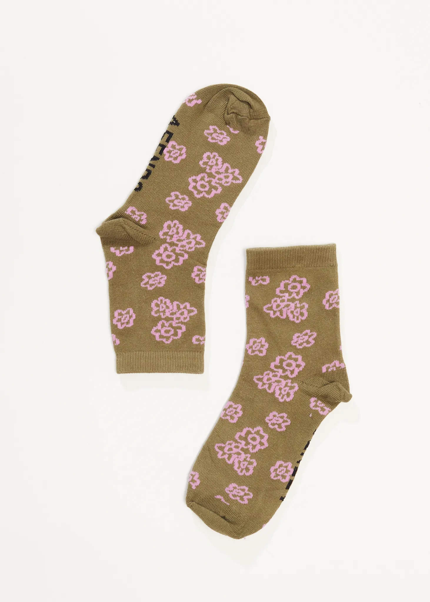 AFENDS Unisex Clara - Crew Socks - Olive sold by Afends product image thumbnail 3