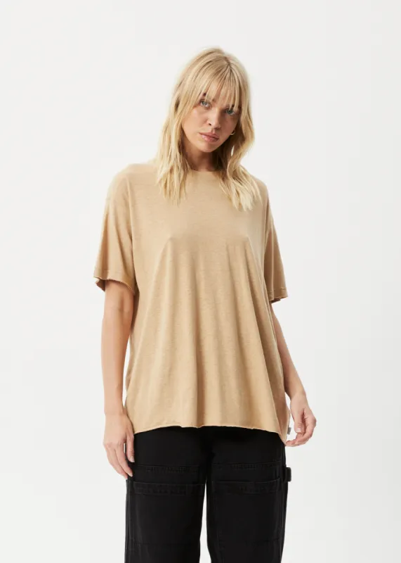 AFENDS Womens Slay - Oversized Tee - Tan sold by Afends