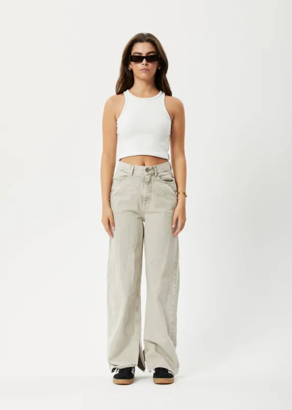 AFENDS Womens Bella - Denim Baggy Jeans - Faded Cement sold by Afends
